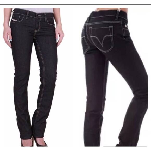 Diesel Jeans LIV Stretch Italian Super Dark Indigo Wash Skinny Slim Jeans sz 27 - Picture 2 of 15